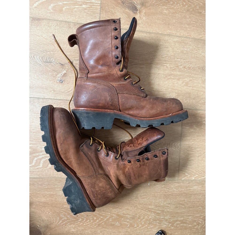 Red Wing 4420 Logger Boots Mens‎ 9.5 EE Brown Waterproof Steel Toe Vibram EH